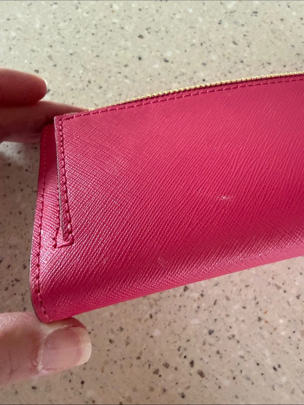 Michael Kors Hot Pink Saffiano Leather Continental Wallet with Gold Logo